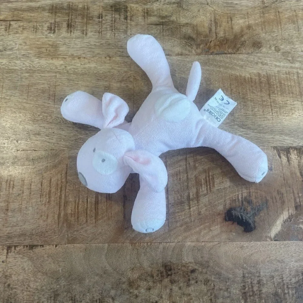 OBAIBI France Doudou Dog Puppy Pink White Lovey  SOFT TOY